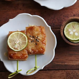 Fried Tofu with Miso and Vegan Shred.