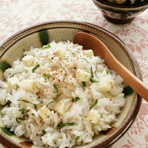 Mixed Rice with Cheese and Shiso Leaves