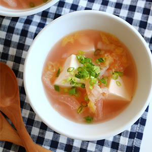 白菜と豆腐のたらこスープ