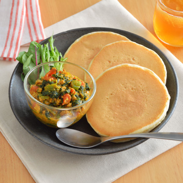 パンケーキのキーマカレー