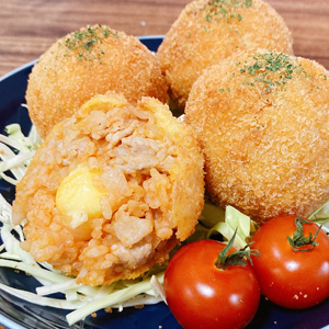 Rice ball with cheese