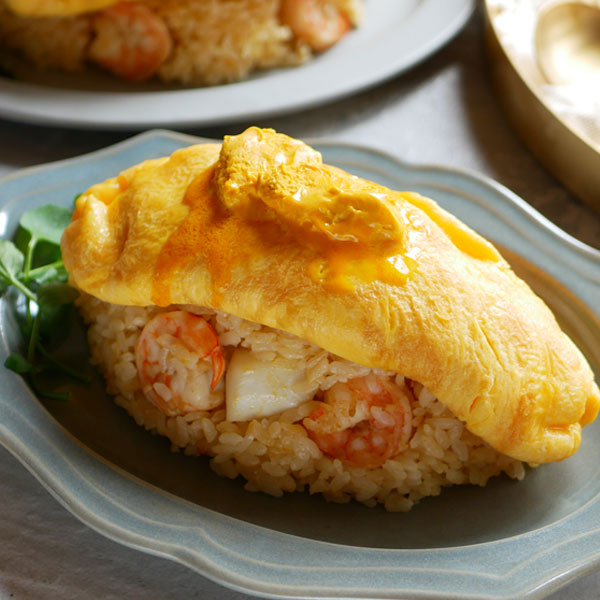 Omelet Rice with Seafood and Sea Urchin Butter